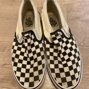 Checkered vans.